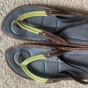 Prada T-strap thong leather sandal lime green